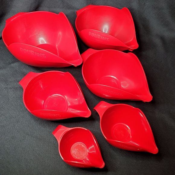 Randy Kaas POURfect Measuring Bowls Red Lot of 6 Handles Mixing Non Skid Bottom - Picture 12 of 15